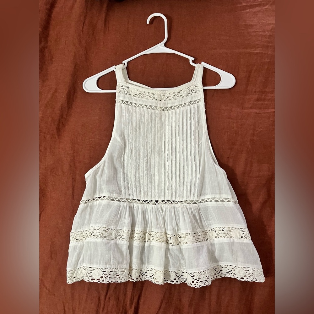 White Flowy Free People Tank